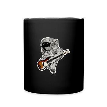 Astronaut mit Bass - Tasse einfarbig - Schwarz - Vorne