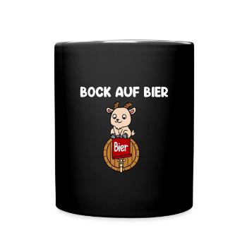 Bock Auf Bier - Tasse einfarbig - Schwarz - Vorne
