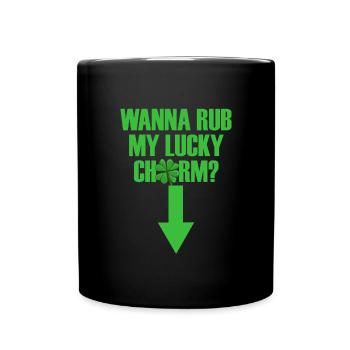 Willst du meinen gl�cklichen Charme M�nner St. Pat - Tasse einfarbig - Schwarz - Vorne