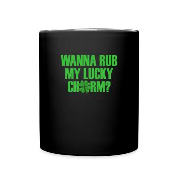 Willst du meinen gl�cklichen Charme M�nner St. Pat - Tasse einfarbig - Schwarz - Vorne