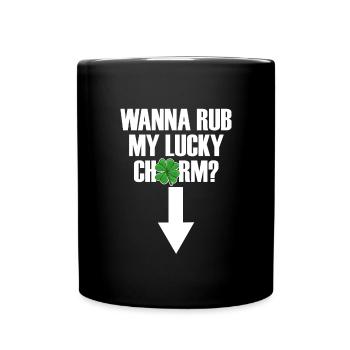 Willst du meinen gl�cklichen Charme M�nner St. Pat - Tasse einfarbig - Schwarz - Vorne