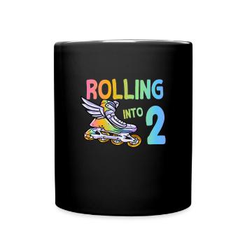 2e anniversaire patin à roues alignées - Mug uni - noir - Devant