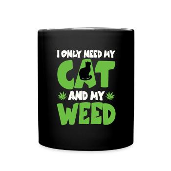Chats et mauvaises herbes Cadeaux de chats et de stoner d’herbe - Mug uni - noir - Devant