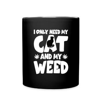 Chats et mauvaises herbes Cadeaux de chats et de stoner d’herbe - Mug uni - noir - Devant