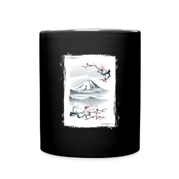 Fuji Cherry Blossoms Cherry Tree Japan Natural - Full Colour Mug - black - Front