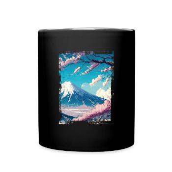 Japan Fuji Cherry Blossom Cherry Tree Natural - Full Colour Mug - black - Front