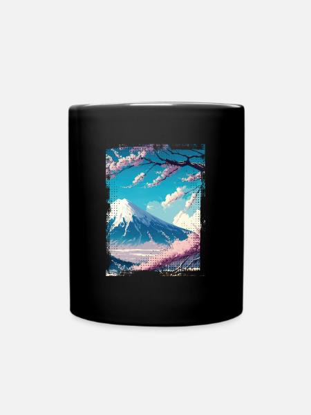 Japon Fuji Cerisier Fleur Cerisier Naturel - Mug uni - noir