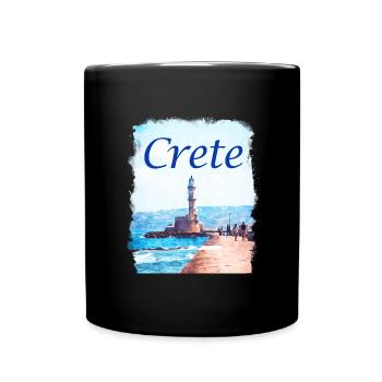 Crete - Kreta - Tasse einfarbig - Schwarz - Vorne