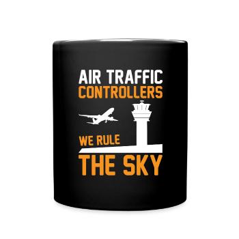 Air traffic controller Tower controller Flight attendants - Full Colour Mug - black - Front