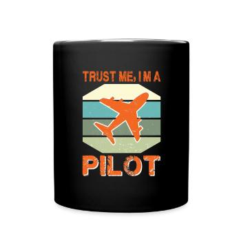 Pilot Flugzeug fliegen Flugsport Geschenkidee - Tasse einfarbig - Schwarz - Vorne