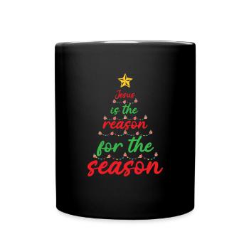 Jesus ist der Grund f�r die Saison - Tasse einfarbig - Schwarz - Vorne