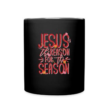 Jesus ist der Grund f�r die Saison - Tasse einfarbig - Schwarz - Vorne