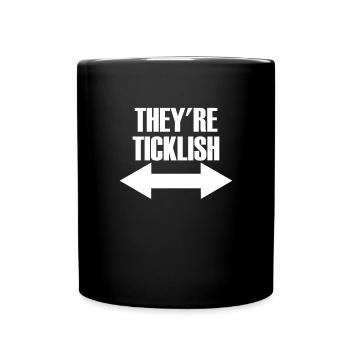 Sie sind kitzlige Pfeil links und rechter Kitzelka - Tasse einfarbig - Schwarz - Vorne