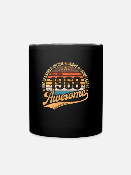 1968 Anniversaire Retro Cadeau Né Année 1968 - Mug uni - noir