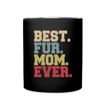 Fell mama Hundemama und Hundepfote - Tasse einfarbig - Schwarz - Vorne