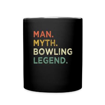 Bowling Kegel Spareball Pins Kugel Strike - Tasse einfarbig - Schwarz - Vorne