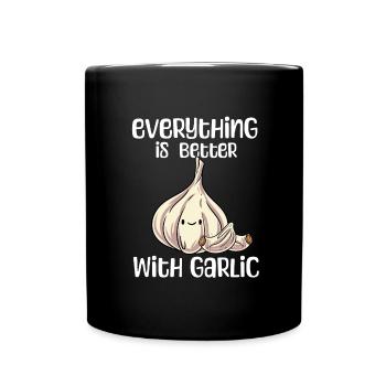 Knoblauch Knoblauchbrot Geschenk - Tasse einfarbig - Schwarz - Vorne