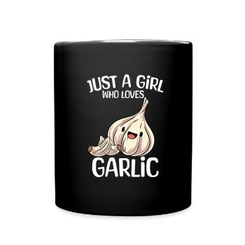 Knoblauch Knoblauchbrot Geschenk - Tasse einfarbig - Schwarz - Vorne