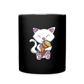 Knoblauch Knoblauchbrot Geschenk - Tasse einfarbig - Schwarz - Vorne