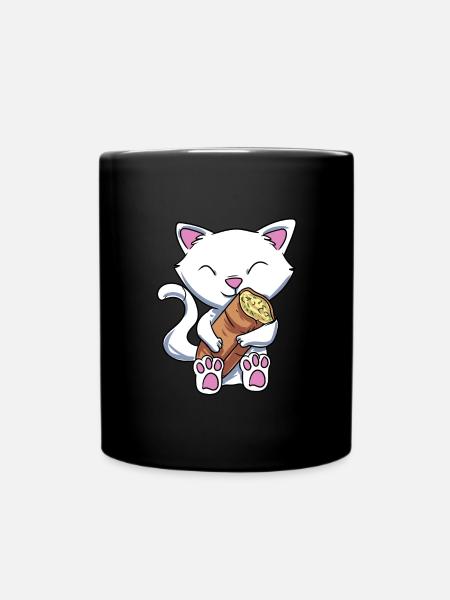 Knoblauch Knoblauchbrot Geschenk - Tasse einfarbig - Schwarz