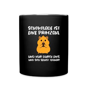 Schokolade Ist Eine Primzahl - Tasse einfarbig - Schwarz - Vorne
