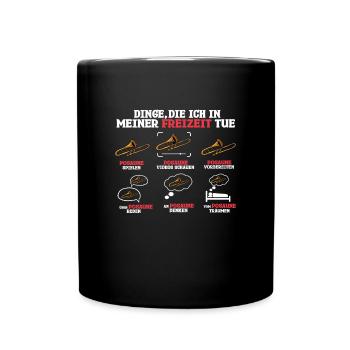 Dinge Die Ich In Meiner Freizeit Mache Posaune - Tasse einfarbig - Schwarz - Vorne