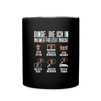 Dinge Die Ich In Meiner Freizeit Mache Affen - Tasse einfarbig - Schwarz - Vorne