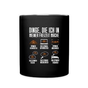 Dinge Die Ich In Meiner Freizeit Mache Spinnen - Tasse einfarbig - Schwarz - Vorne