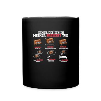 Dinge Die Ich In Meiner Freizeit Mache Klavier - Tasse einfarbig - Schwarz - Vorne