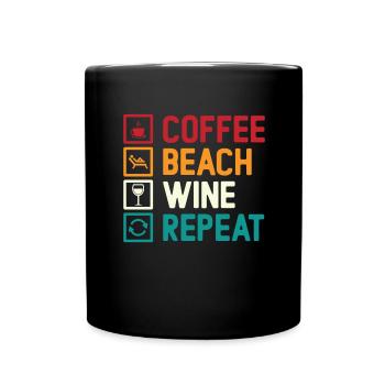 Kaffee Strand Wein Urlaub Koffein Sonnenuntergang - Tasse einfarbig - Schwarz - Vorne