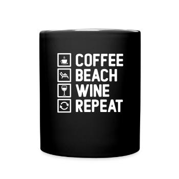 Kaffee Strand Wein Urlaub Koffein Sonnenuntergang - Tasse einfarbig - Schwarz - Vorne