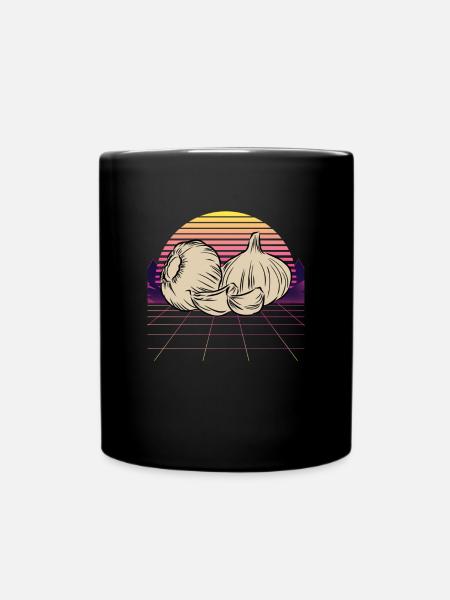 Knoblauch Knoblauchbrot Essen Geschenk - Tasse einfarbig - Schwarz