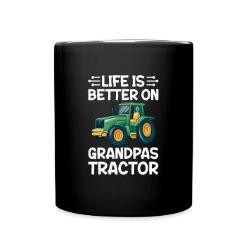 Life is better on grandfather's tractor Green - Full Colour Mug - black - Front