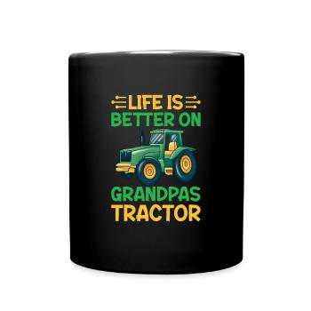 Das Leben Ist Besser Auf Großvaters Traktor - Tasse einfarbig - Schwarz - Vorne