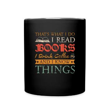 Drinking coffee Reading books being happy - Full Colour Mug - black - Front