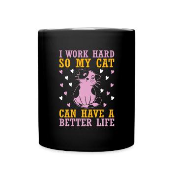 Cat Cats Pet Girl Cat Lady - Full Colour Mug - black - Front