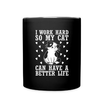 Cat Cats Pet Girl Cat Lady - Full Colour Mug - black - Front