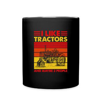 Ich Mag Traktoren Und Vielleicht 3 Leute Tractor - Tasse einfarbig - Schwarz - Vorne
