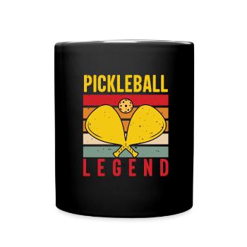 Pickleball Sport Paddel Spieler Ball Schläger - Tasse einfarbig - Schwarz - Vorne