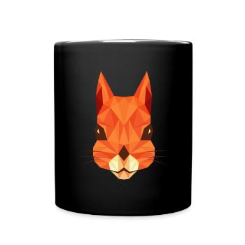 Eichhörnchenkunst Puristisches Wildtier Waldtier - Tasse einfarbig - Schwarz - Vorne