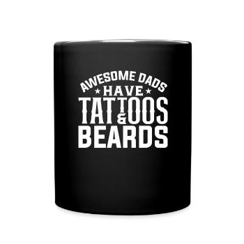 Vater Tattoo Bart Papa Cool Tätowiert Kunst - Tasse einfarbig - Schwarz - Vorne