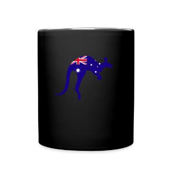 K�nguroo australische Flagge Australien K�nguru Ka - Tasse einfarbig - Schwarz - Vorne