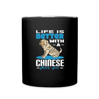 Chinese Shar Pei - Tasse einfarbig - Schwarz - Vorne