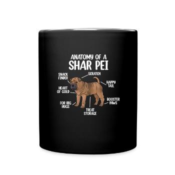 Chinese Shar Pei - Tasse einfarbig - Schwarz - Vorne