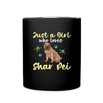 Chinese Shar Pei - Tasse einfarbig - Schwarz - Vorne