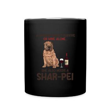 Chinese Shar Pei - Tasse einfarbig - Schwarz - Vorne