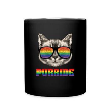 Purride Katze Regenbogen Homosexuel Gay - Tasse einfarbig - Schwarz - Vorne