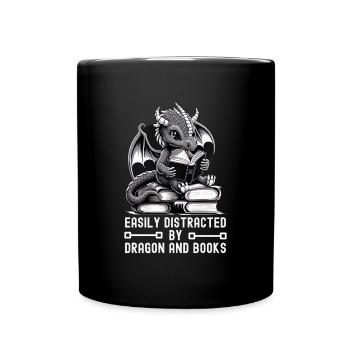easily distracted by Dragon and Books nerds - Mug uni - noir - Devant