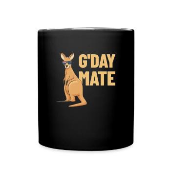 G'day Mate Kangaroo Aussie Australia Roo Gday Kump - Tasse einfarbig - Schwarz - Vorne