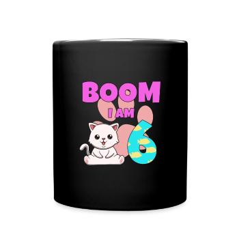 6th birthday cat - Full Colour Mug - black - Front